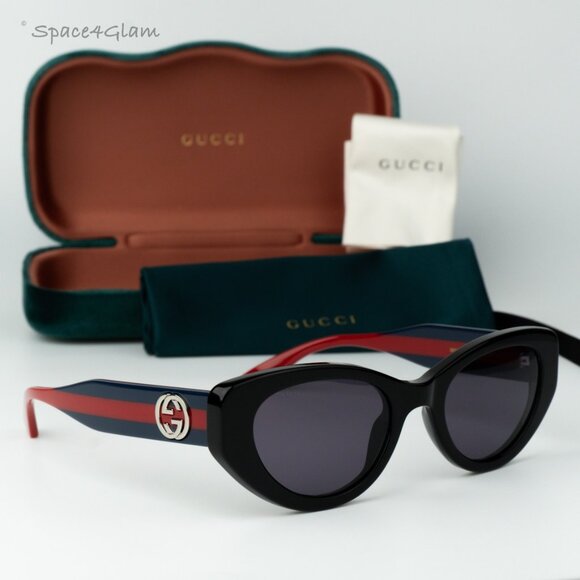 Gucci Women Sunglasses Black Violet Cat Eye GG1862S 004 NEW AUTHENTIC - Picture 1 of 10